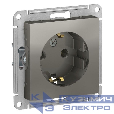 Розетка 1-м СП AtlasDesign 16А IP20 с заземл. механизм сталь SE ATN000943