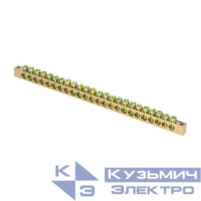 Шина PEN "ноль-земля" 6х9 24 отвер. латунь крепеж по краям PROxima EKF sn0-63-24-k