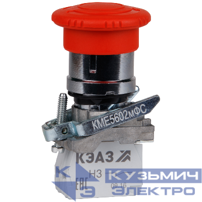 Кнопка грибовидная КМЕ 5602мФС 0НО+2НЗ IP65 с фиксацией красн. КЭАЗ 248264