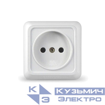 Розетка 1-м ОП Олимп 16А IP20 без заземл. бел. UNIVersal О0022