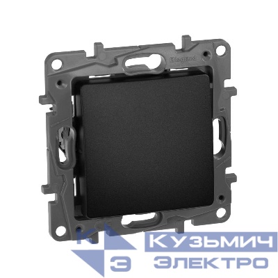 Механизм кнопки 1-кл. СП Etika Plus 6А с НО/НЗ контактом безвинт. зажимы антрацит IEK 672614