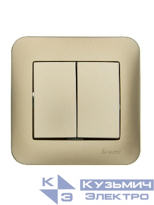Выключатель 2-кл. 1п СП ASTI 10А IP20 в сборе золото. LEZARD 7081-3636-101