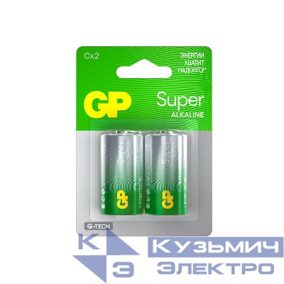 Элемент питания алкалиновый C/LR14 1.5В Super Alkaline G-Tech 14AA21-2CRSBC2 20/160 (блист.2шт) GP 1226