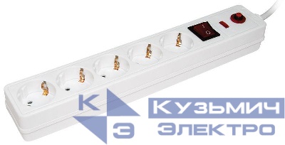 Удлинитель с сетевым фильтром 5х1.5м с заземл. 16А IP20 СФ-05К 2P+PE ПВС 3х1 с выкл. IEK WFP10-16-05-01-N