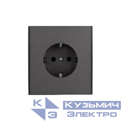 Розетка 1-м СП STRONG MIELE 16А с заземл. защ. шторки графит Kranz KR-78-0701-6