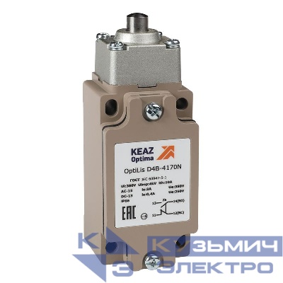 Выключатель концевой OptiLiS D4B-4170N толкатель метал. EN 50041 XCKJ161H29 КЭАЗ 365332