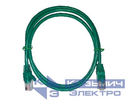Патч-корд UTP4 cat 5e, 1,0м, ВС, LSZH, зеленый, литой коннектор NETKO Optima