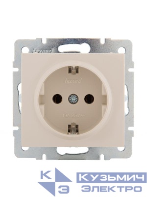 Розетка 1-м СП Rain 16А IP20 с заземл. керамика механизм крем. LEZARD 703-0388-122