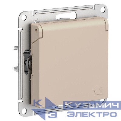 Розетка AtlasDesign 16А IP20 с заземл. защ. шторки с крышкой механизм песочн. SE ATN001246