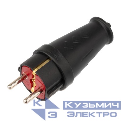 Вилка прямая влагозащ. 16А IP44 с заземл. COMPACT каучук черн. Rexant 111-200