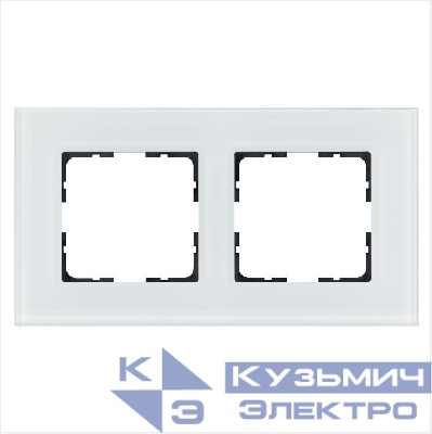 Рамка 2-м G-Glass стекло бел. White Glass Jasmart G1002GW