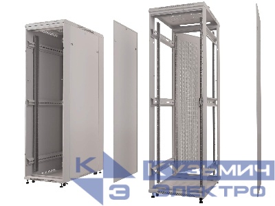 Шкаф напольный 32U серия Expert (600х800х1610), напольный, БЕЗ ПЕРЕДНЕЙ ДВЕРИ, серый, разобранный Netko (упакован в 3 коробки)