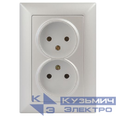 Розетка 2-м СП Solo 4-204-06 2х2P 16А 250В IP20 без заземл. перламутр Intro Б0053671