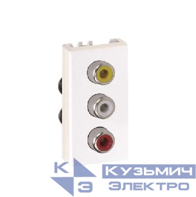 Розетка аудио/видео RCA 3-м Simon 27 узкий модуль винты механизм бел. Simon 2701093-030