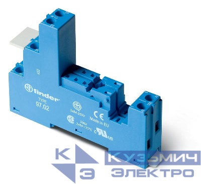 Розетка с винт. клеммами (с зажимной клетью) для реле 46.52 модули 86.30 99.02 в комплекте пластик. клипса 097.01 син. FINDER 9702SPA