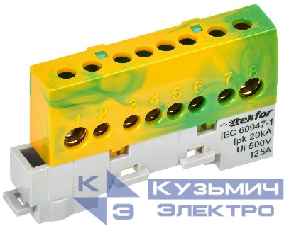 Шина PE "земля" изол. на универс. держ. 8х12-8-ЖЗ TEKFOR IEK TF-NN20-08-KL-K52