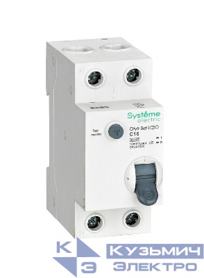 Выключатель автоматический дифференциального тока City9 Set (АВДТ) 1P+N C 16А 6кА 10мА Тип-A 230В SE C9D61616