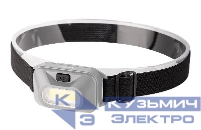 Фонарь налобный H9-L1W-gy 1Вт COB 100лм 100%/50%/мигающий 3хAAA (не входят в комплект) сер. ФАZА 5031180