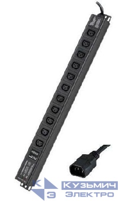 Блок распределения питания 11-м 10А C13 сетевой фильтр вх.разъем C14 разъем C14 для 19дюйм шкафов защита от перенапряж. вертикал. с индикатором сети DKC R5VIEC11CDOP