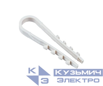Дюбель-хомут PCD-R 05-10-45-100WH для круглого кабеля PA6.6 бел. (уп.100шт) JazzWay 5054783