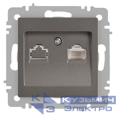 Розетка компьютерная 1-м СП Accent 6-303-09 RJ45 IP20 титан Intro Б0063642