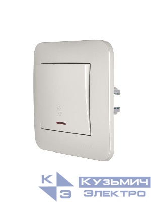 Переключатель проходной 1-кл. 1п СП ASTI 10А IP20 с подсветкой жемчуж./бел. перламутр LEZARD 7081-3030-114