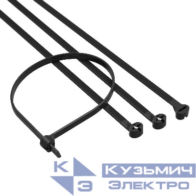 Хомут кабельный 4.8х370 P6.6 с двойн. замком черн. (уп.100шт) DKC 21319SR