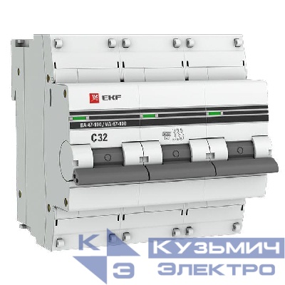 Выключатель автоматический модульный 3п C 32А 10кА ВА 47-100 PROxima EKF mcb47100-3-32C-pro