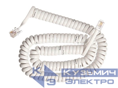 Шнур телефонный витой (4р4с) 4,5 метра / белый, NETKO Optima