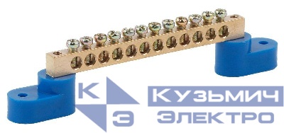 Шина N "ноль" на двух угловых изоляторах ШНИ-8х12-12-У2 NO-222-69 син. Эра Б0033448