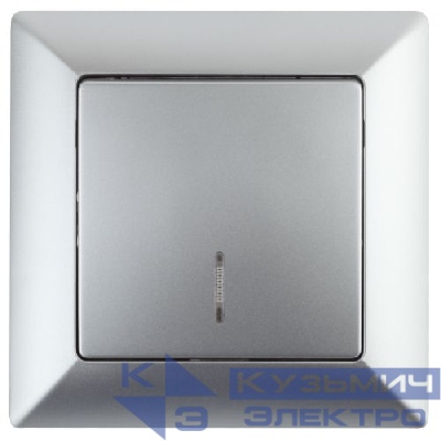 Выключатель 1-кл. СП Solo 4-102-03 10А 250В IP20 с подсветкой алюм. Intro Б0053561