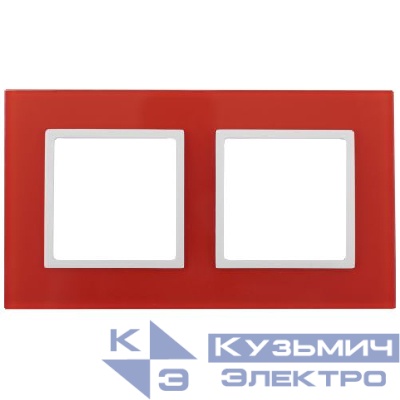 Рамка 2-м 14-5102-23 стекло Elegance красный+бел. ЭРА Б0034496