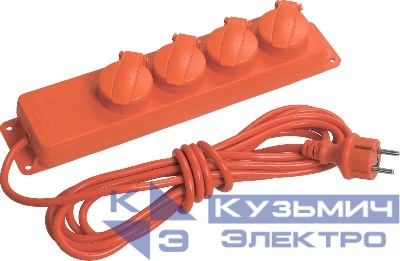 Удлинитель 4х5м с заземл. 16А IP44 У04В 2P+PE 250В 3х1 с защ. крышкой IEK WYP10-16-04-05-44-N