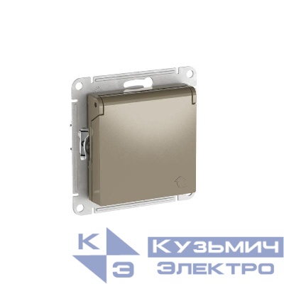 Розетка AtlasDesign 16А IP20 с заземл. защ. шторки с крышкой быстрозажим. клем. механизм шампань SE ATN000546S
