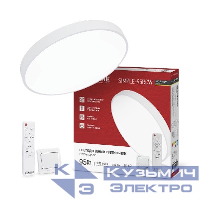 Светильник светодиодный SCANDY SIMPLE-95RCW 95Вт 3000-6500К 7600лм 230В 400х50мм с пультом ДУ бел. IN HOME 4690612062105