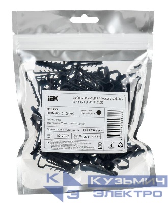 Дюбель-хомут 5х10мм для плоского кабеля нейлон черн. (уп.100шт) IEK UDH14-05-10-100-K02
