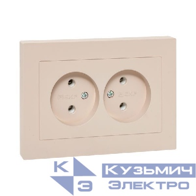 Розетка 2-м СП Эпика 16А без заземл. без защ. шторок с рамкой механизм крем. EKF UP1-SOI-200