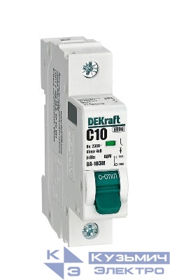 Выключатель автоматический модульный 1п C 10А 6кА ВА-103M без теплозащиты DEKraft 12501DEK