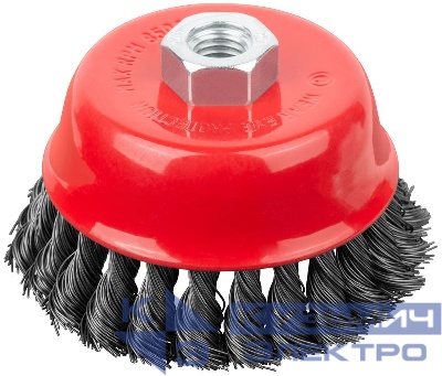 Корщетка-чашка гайка М14 стальная витая проволока 100мм FIT 39468