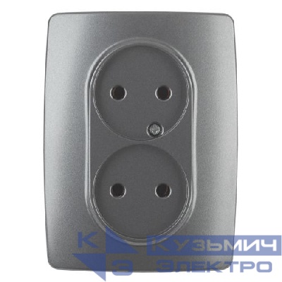 Розетка 2-м СП Эра12 12-2107-12 16А IP20 16AX 250В 2х2P графит Эра Б0031244