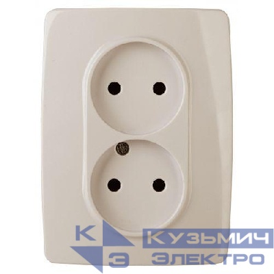 Розетка 2-м СП Эра12 12-2107-02 16А IP20 16AX 250В 2х2P сл. кость Эра Б0031239