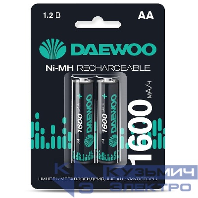 Аккумулятор AA/HR6 1.2В 1600мА.ч Ni-MH BL-2 (уп.2шт) DAEWOO 5043206