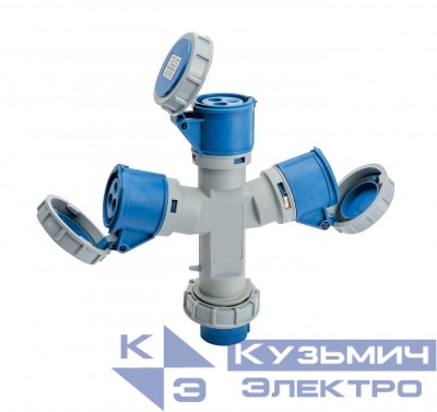 Адаптер трехлучевой 2Р+РЕ 32А 250В IP67 АП-103 DEKraft 26293DEK
