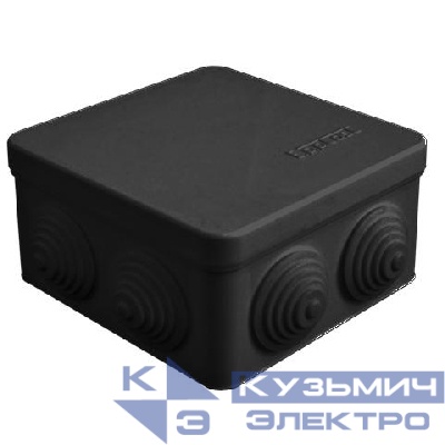 Коробка распределительная ОП 105х105х56мм IP54 7 выходов 4 гермоввода крышка защелкивающаяся материал – полипропилен черн. Epplast 100015