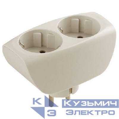 Разветвитель 2-м с заземл. 16А IP20 SP-2e-I защ. шторки сл. кость Эра Б0002369