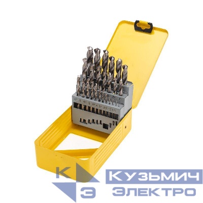 Набор сверл по металлу 1-13мм (через 0.5мм) HSS цилиндрический хвостовик метал. кейс 25шт Kranz KR-91-0637