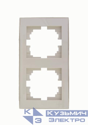 Рамка 2-м Rain вертикал. с боковой вставкой крем. LEZARD 703-0303-152