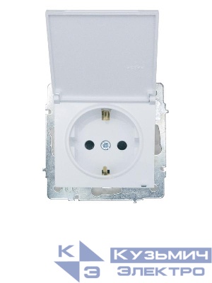 Розетка 1-м СП VESNA 16А IP44 с заземл. с крышкой ПБТ механизм бел. LEZARD 742-0288-123BIPCH
