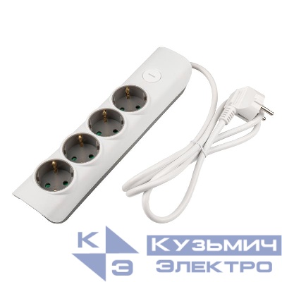 Удлинитель 4х1.4м с заземл. с выкл. бел. ET-04-140W JAZZway 5051799