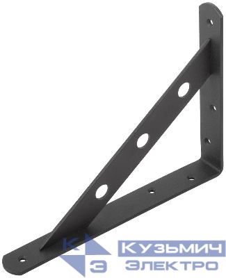 Уголок-кронштейн усиленный 200х150мм черн. КУРС 66104